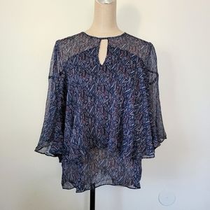 Relished blue wavy ruffle top M